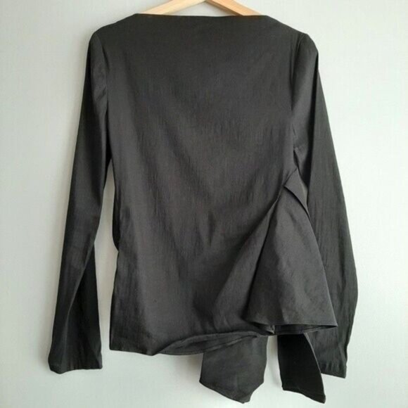 ZARA Boat Neck Tie Waist Modern Neutral Blouse Sz M - Picture 8 of 15